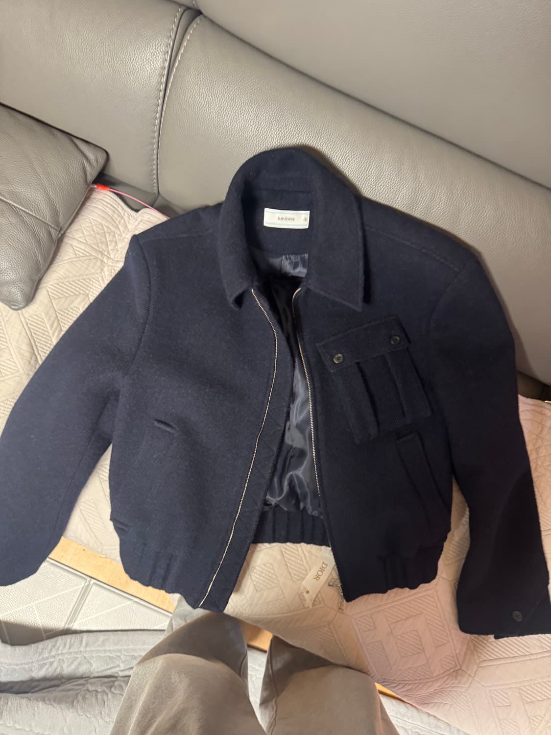 웨이비니스 크룩드 텍스처 크롭자켓 상품이미지1