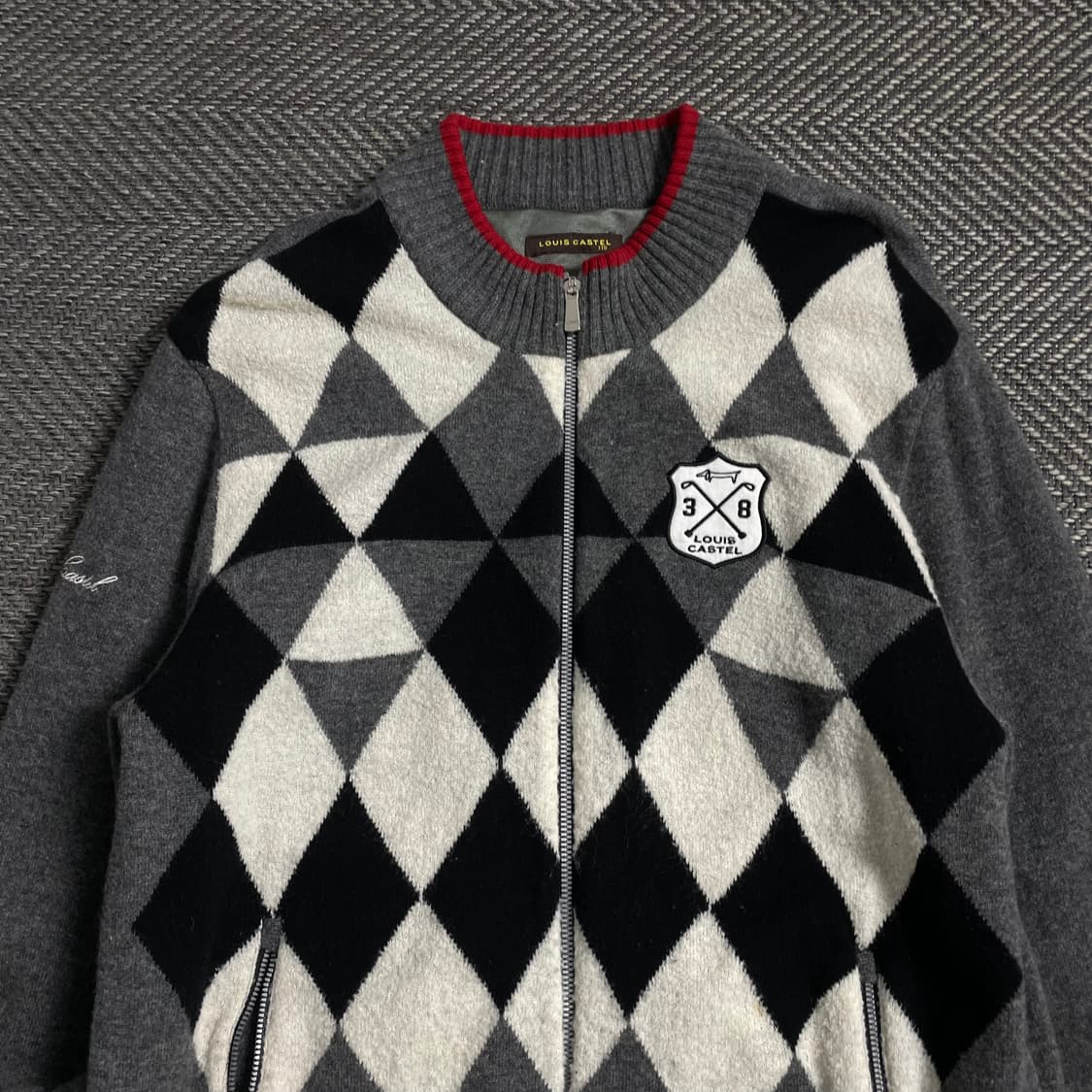 루이 까스텔 아가일 체크 패턴 니트 집업o 4700 상품이미지4