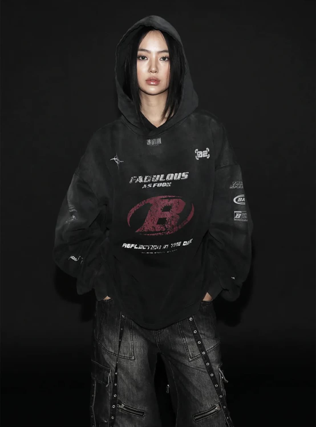 배드블러드 F1 올드이펙트 후드 - 블랙 L 상품이미지1