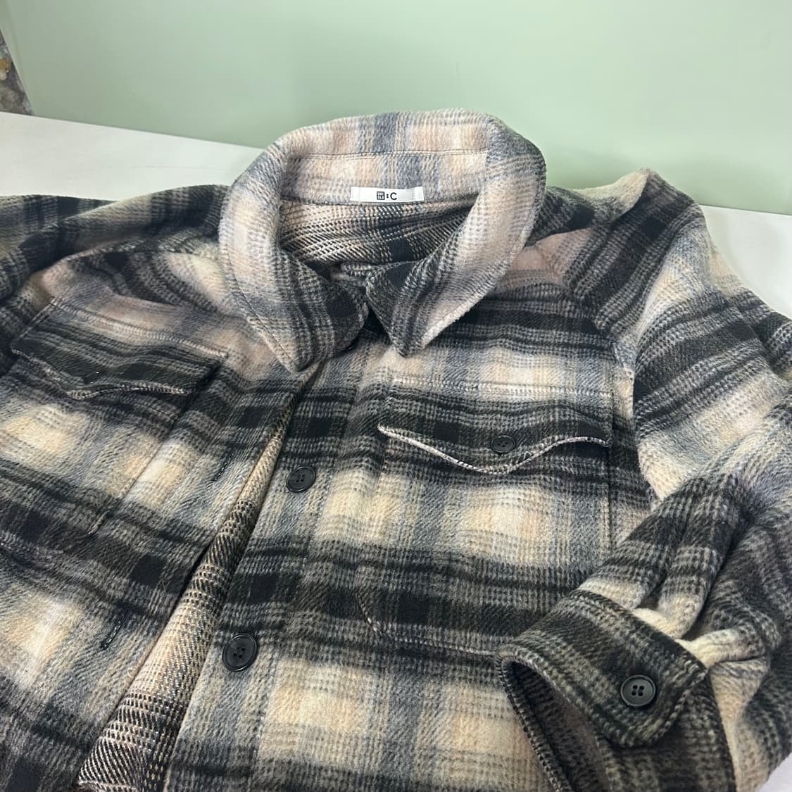 XL 유니클로C 오버핏 옴브레체크 플라넬셔츠자켓 상품이미지2