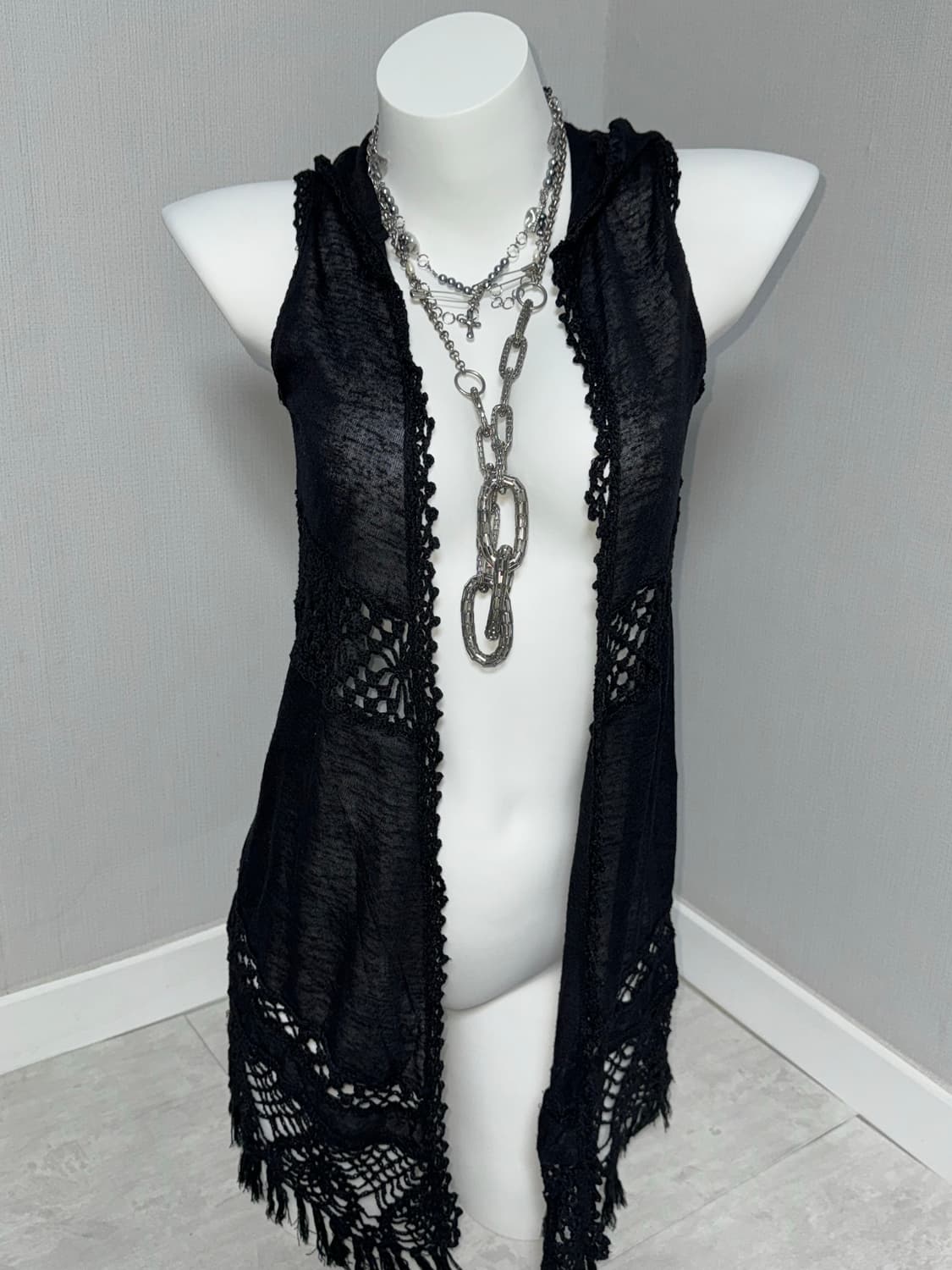 Crochet Fringe Vest 일본 크로쉐 가디건 조끼 상품이미지3