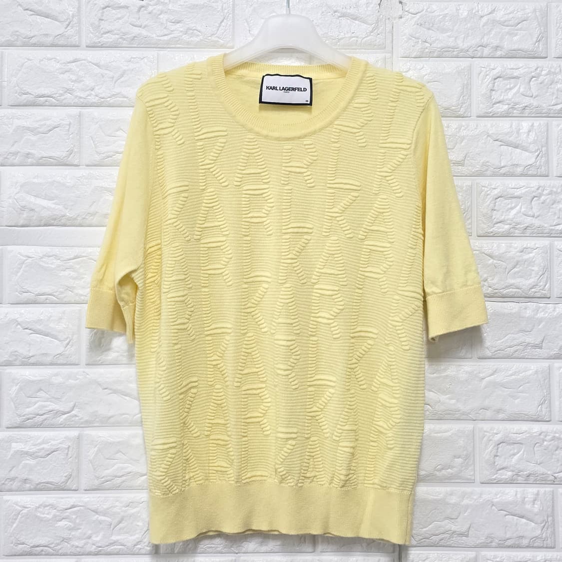 21s 칼 라거펠트 옐로우 패턴 캐시미어혼방 반팔 블라우스 M 상품이미지1