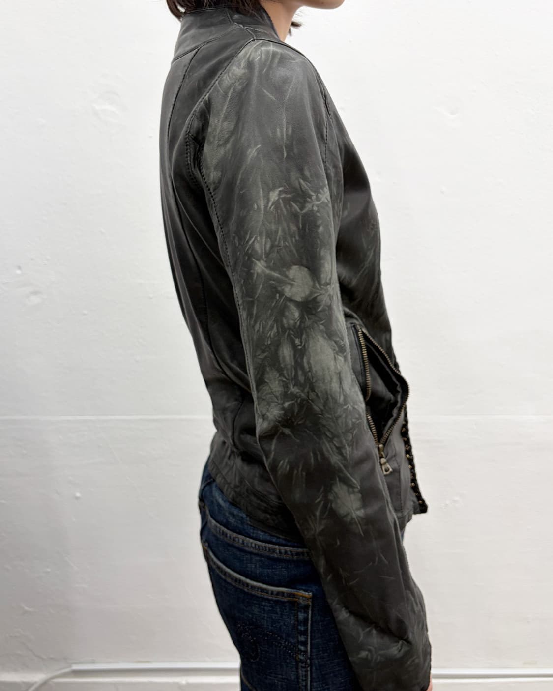 드롬 체인 트리밍 레더 자켓 상품이미지5