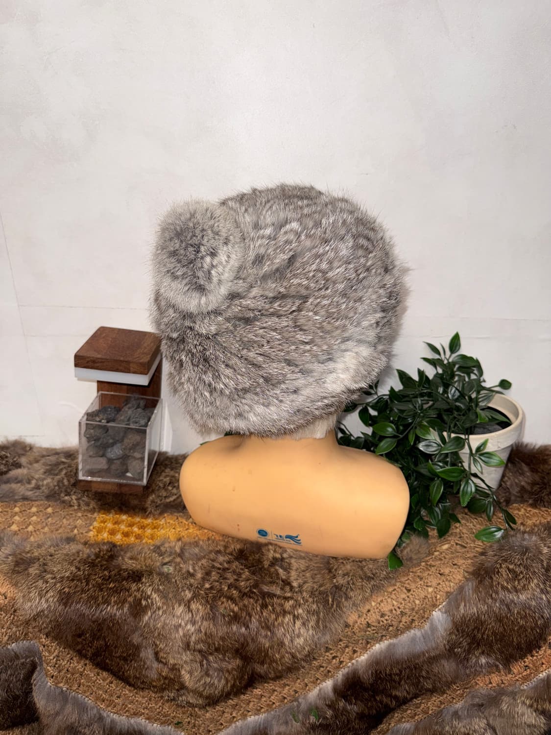 Mixed ash brown rabbit fur beret 상품이미지3