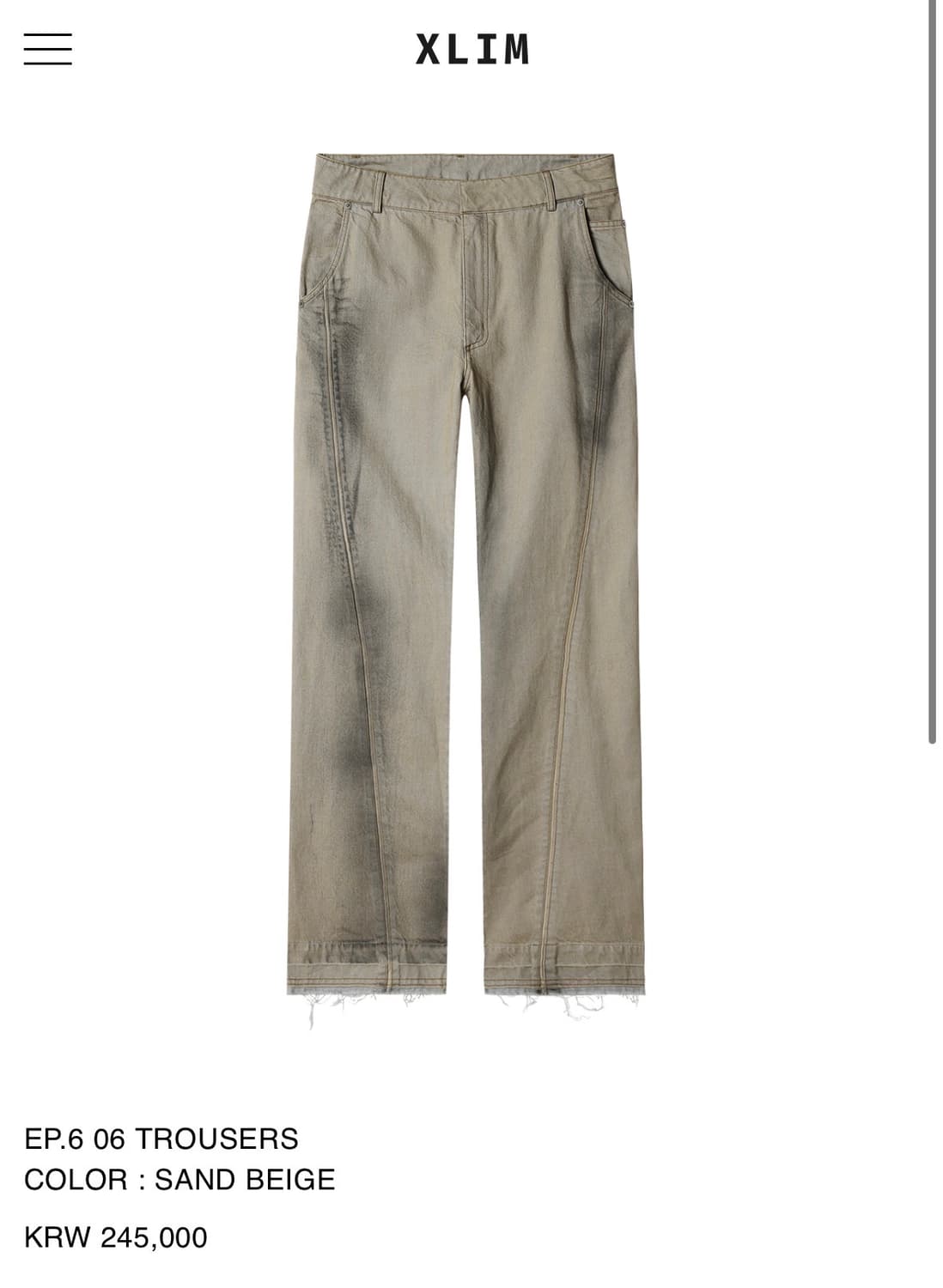 (구매)Xlim Ep6 TROUSERS S 상품이미지1