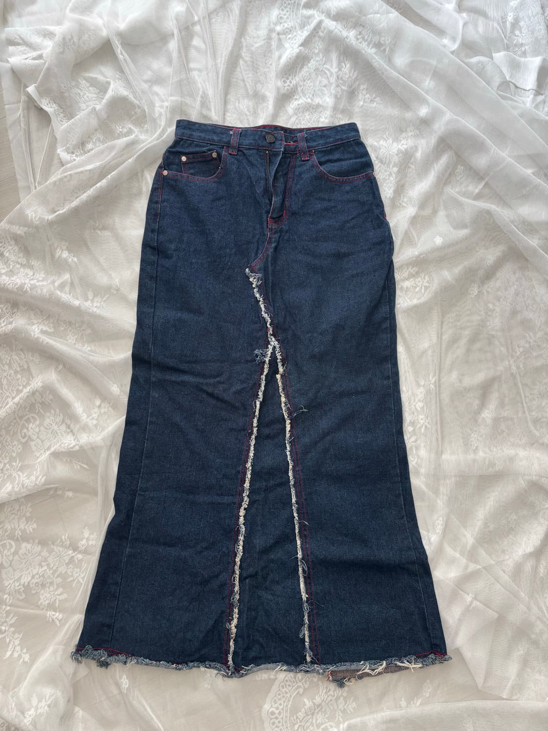 일본 빈티지 절개 데님 롱스커트 상품이미지1