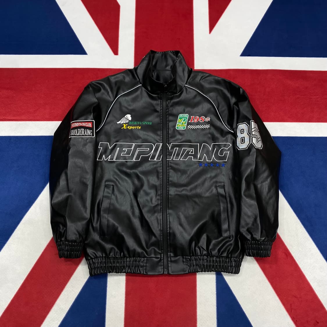 빈티지 레더 레이싱자켓 실측 XL  상품이미지1