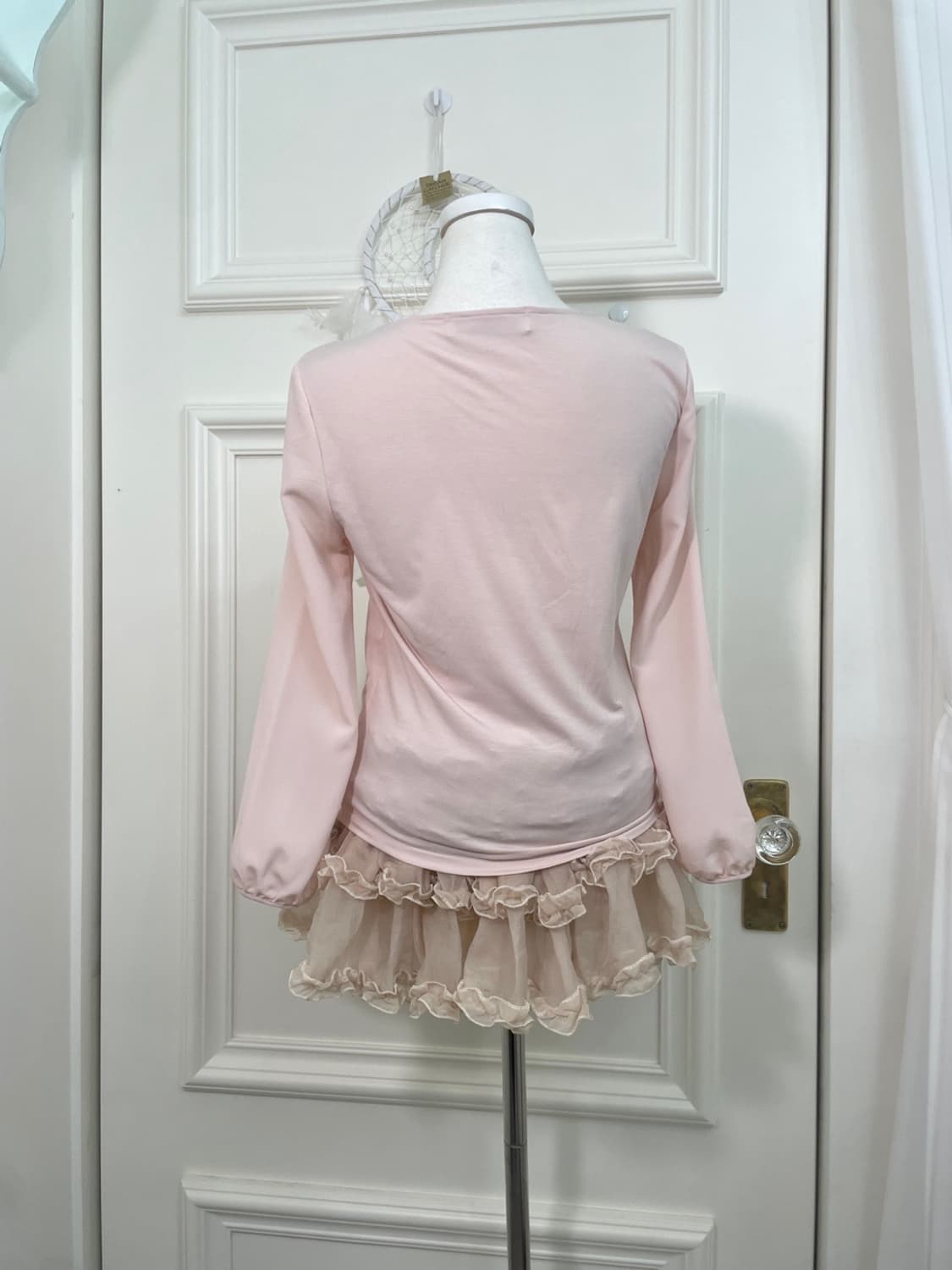 sheer pink pleats blouse top(size-36) 상품이미지3
