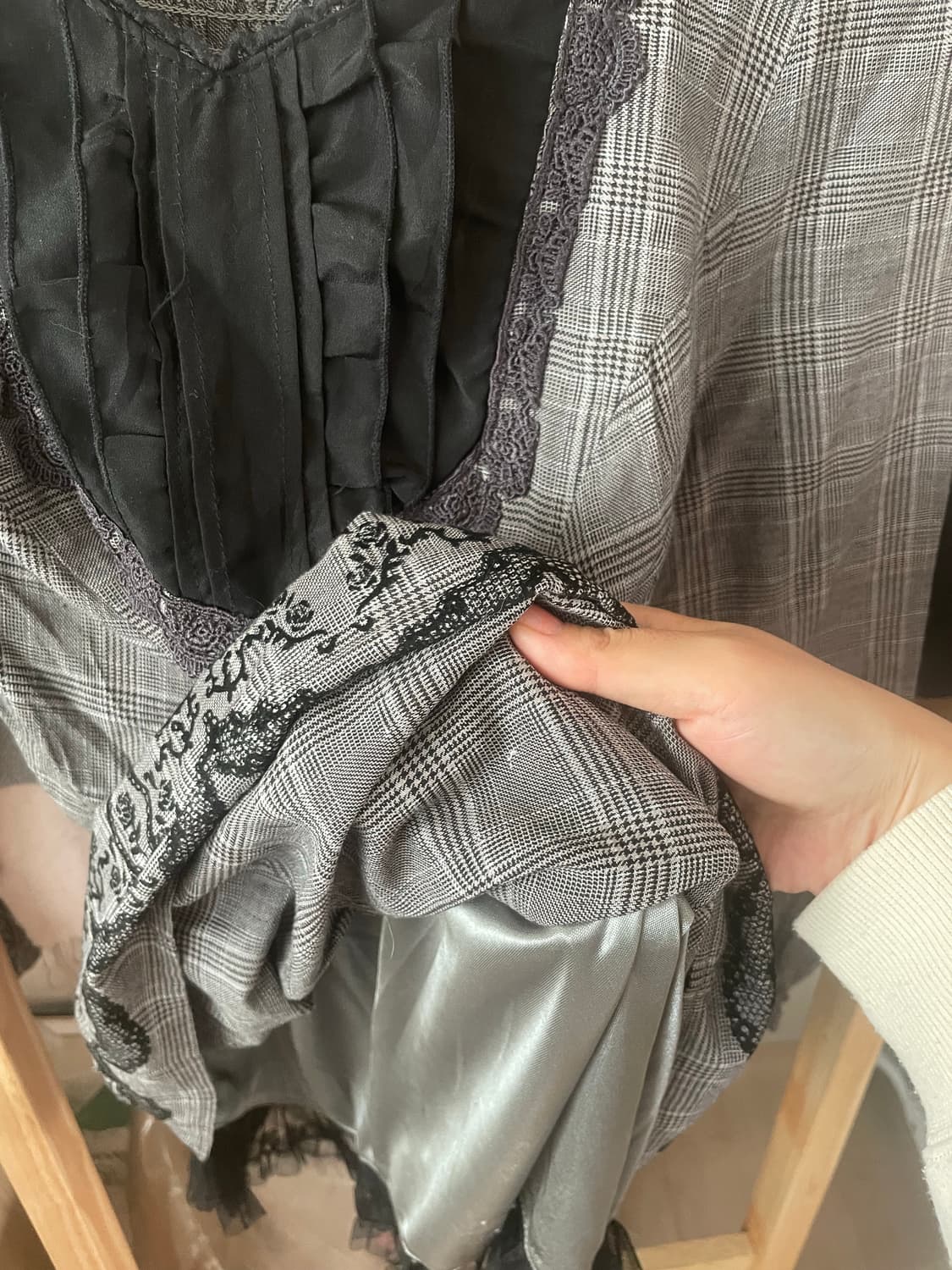 모리걸 빈티지 엑시즈팜 캐캐체 세라 블라우스 set🤍🖤🎀 상품이미지5