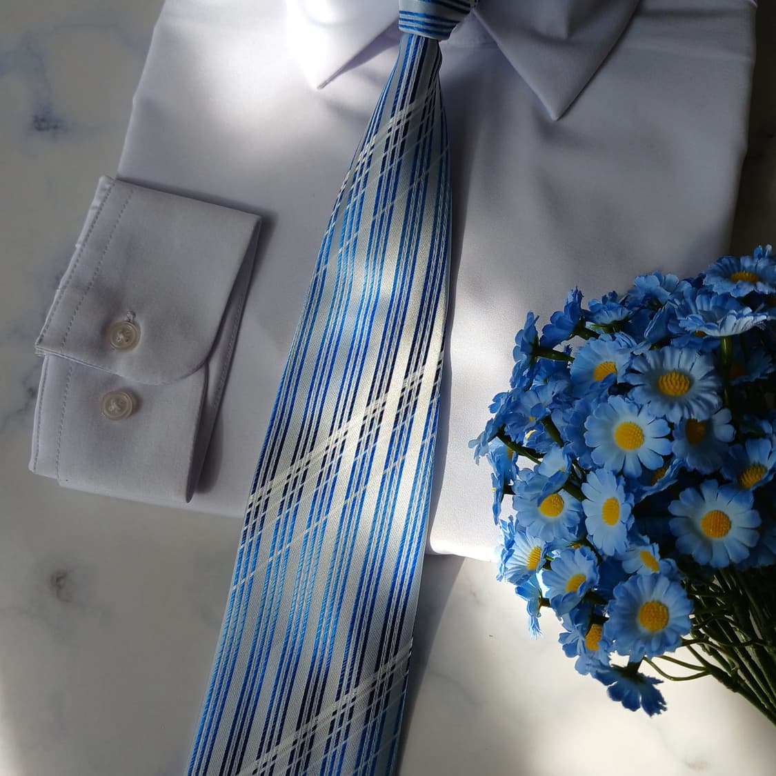 피에르 발망 실크 블루 스트라이프 넥타이 9.1cm A+등급 A19701 상품이미지3