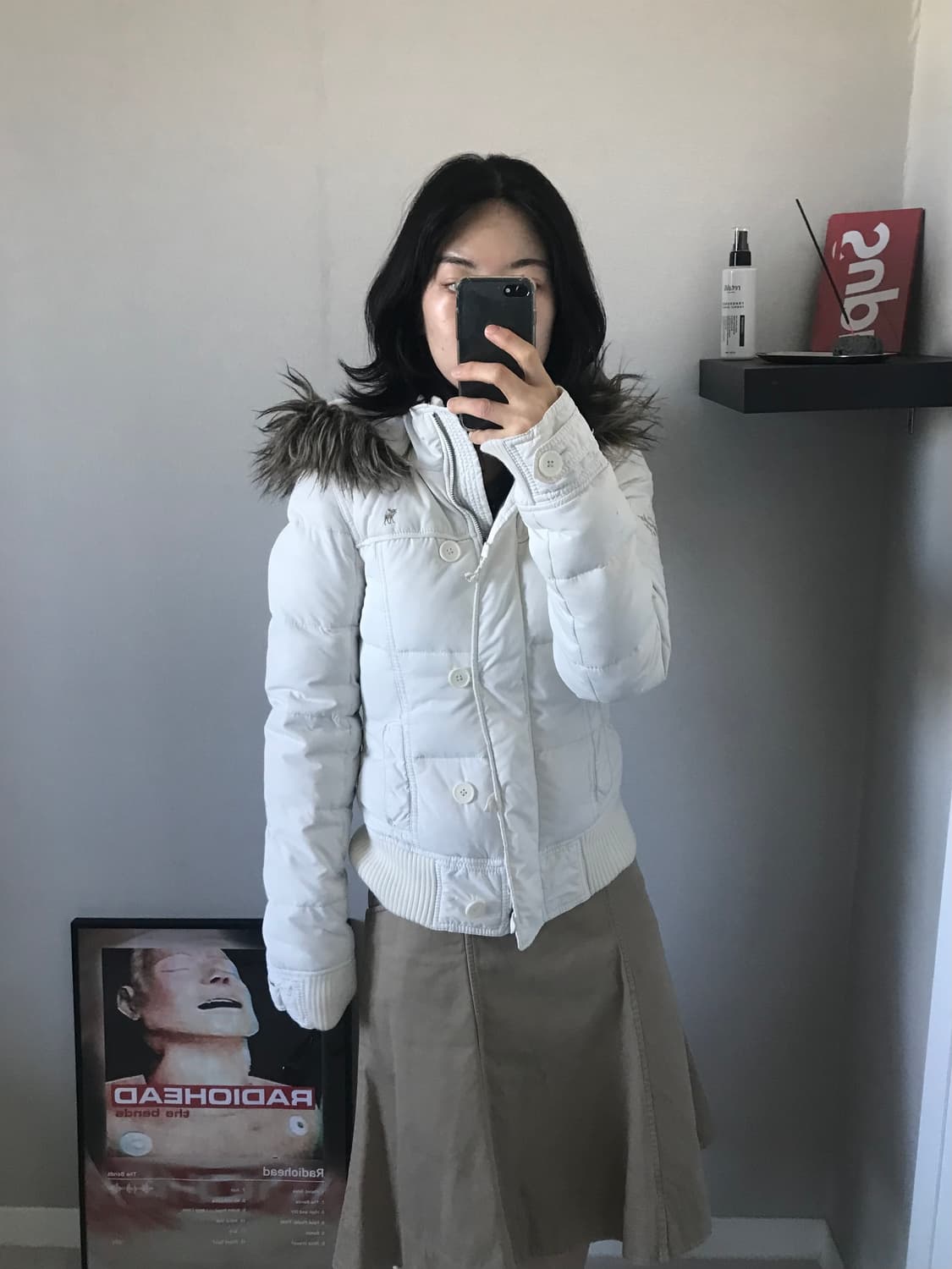 아베크롬비 대장급 화이트 울프죠 봄버 패딩 자켓 상품이미지1