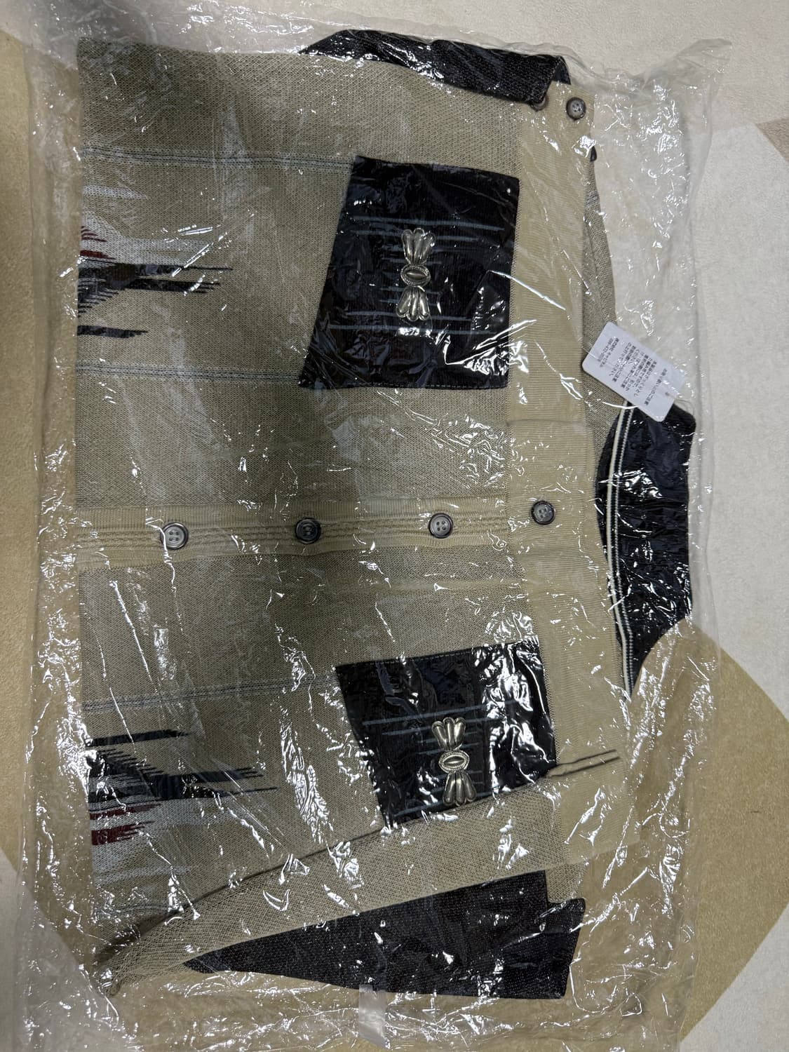 캐피탈 12G 코튼 니트 치마요 패턴 알로하 폴로 베이지 상품이미지2