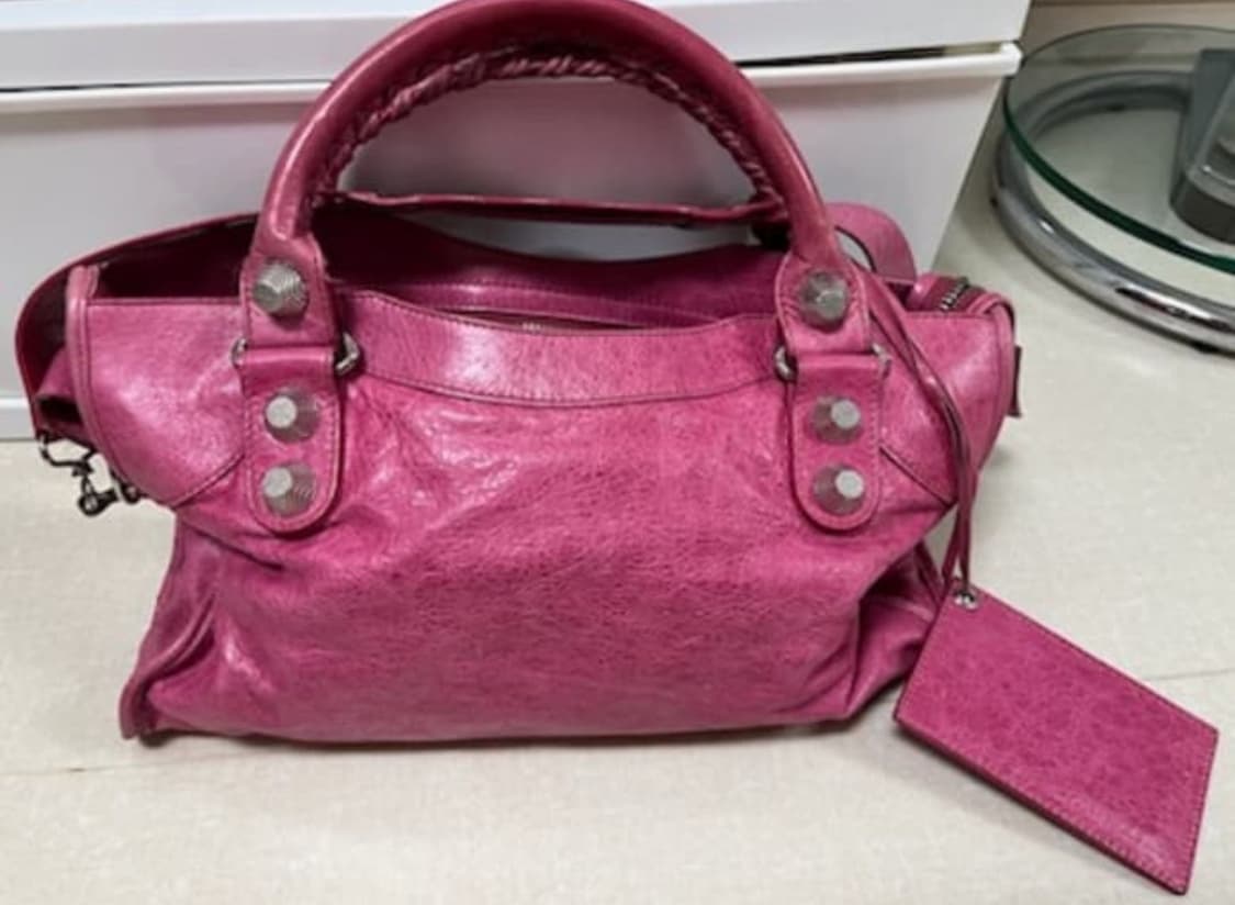 레어컬러! 발렌시아가 자이언트 시티백 모터백 핑크 상품이미지3