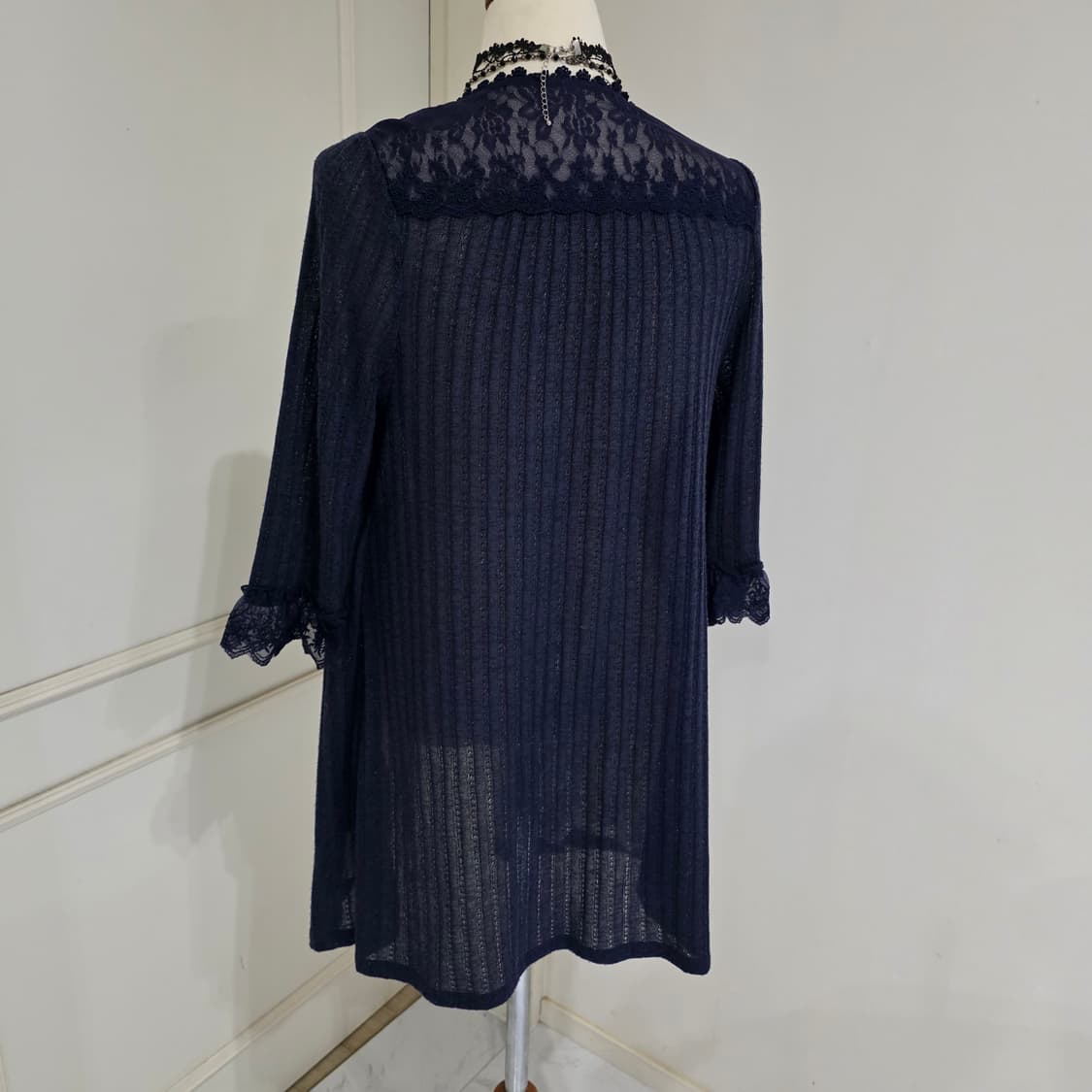 엑시즈팜 일본빈티지)네이비 고딕로리타st 레이스 글리터 레이어드니트가디건 상품이미지2