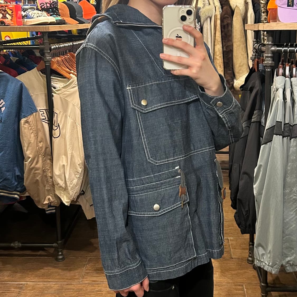 [HI] 프리즘웍스 프리즘웍스 데님 후드 아노락 블루  상품이미지3