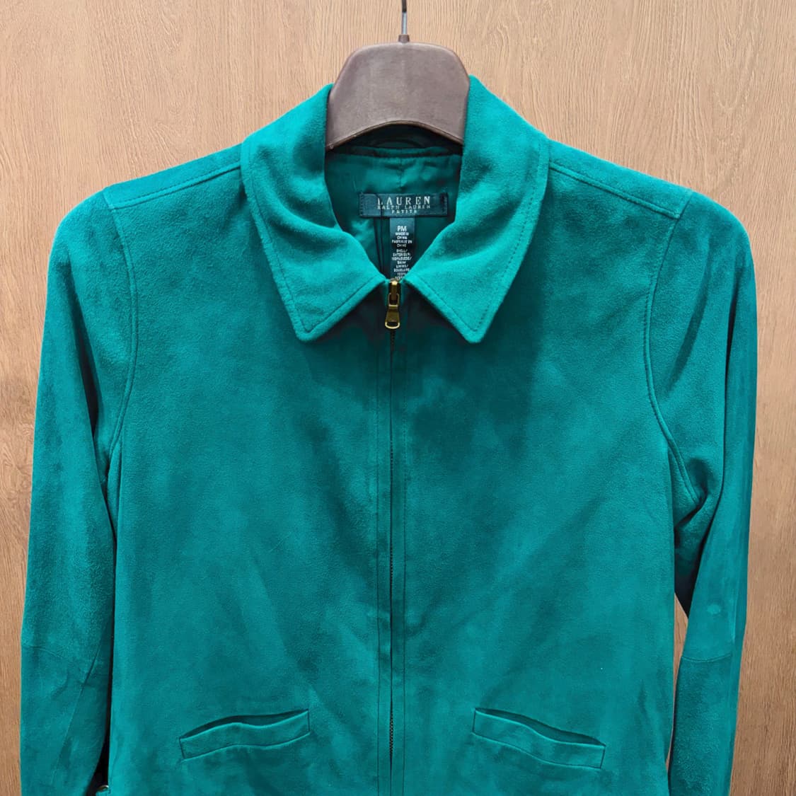 로렌 랄프로렌 스웨이드 자켓 카라넥 사이드 버클 스트랩 디테일 그린 상품이미지4