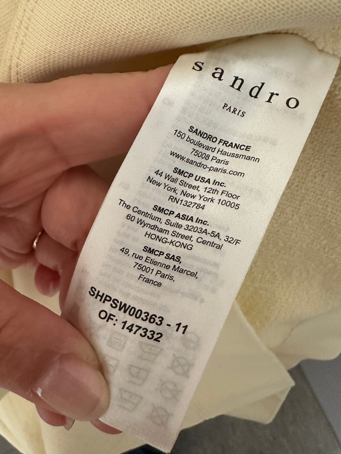 산드로 아이보리 맨투맨 티셔츠(사이즈 2XL) 상품이미지4