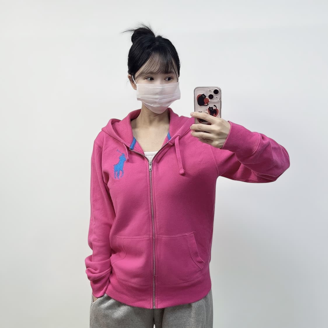 폴로 랄프로렌 빅 포니 후드집업 핑크 상품이미지1