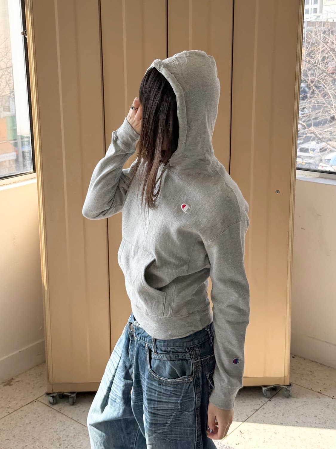 챔피온 리버스위브 후드티 그레이 상품이미지1