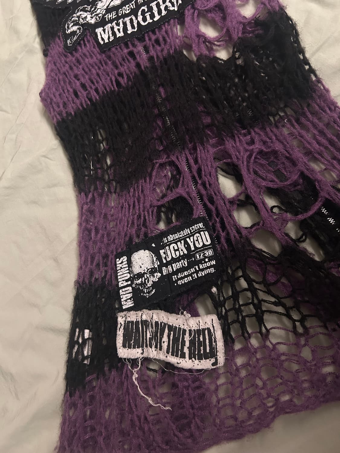 매드펑크 고양이 니트 집업 상품이미지7