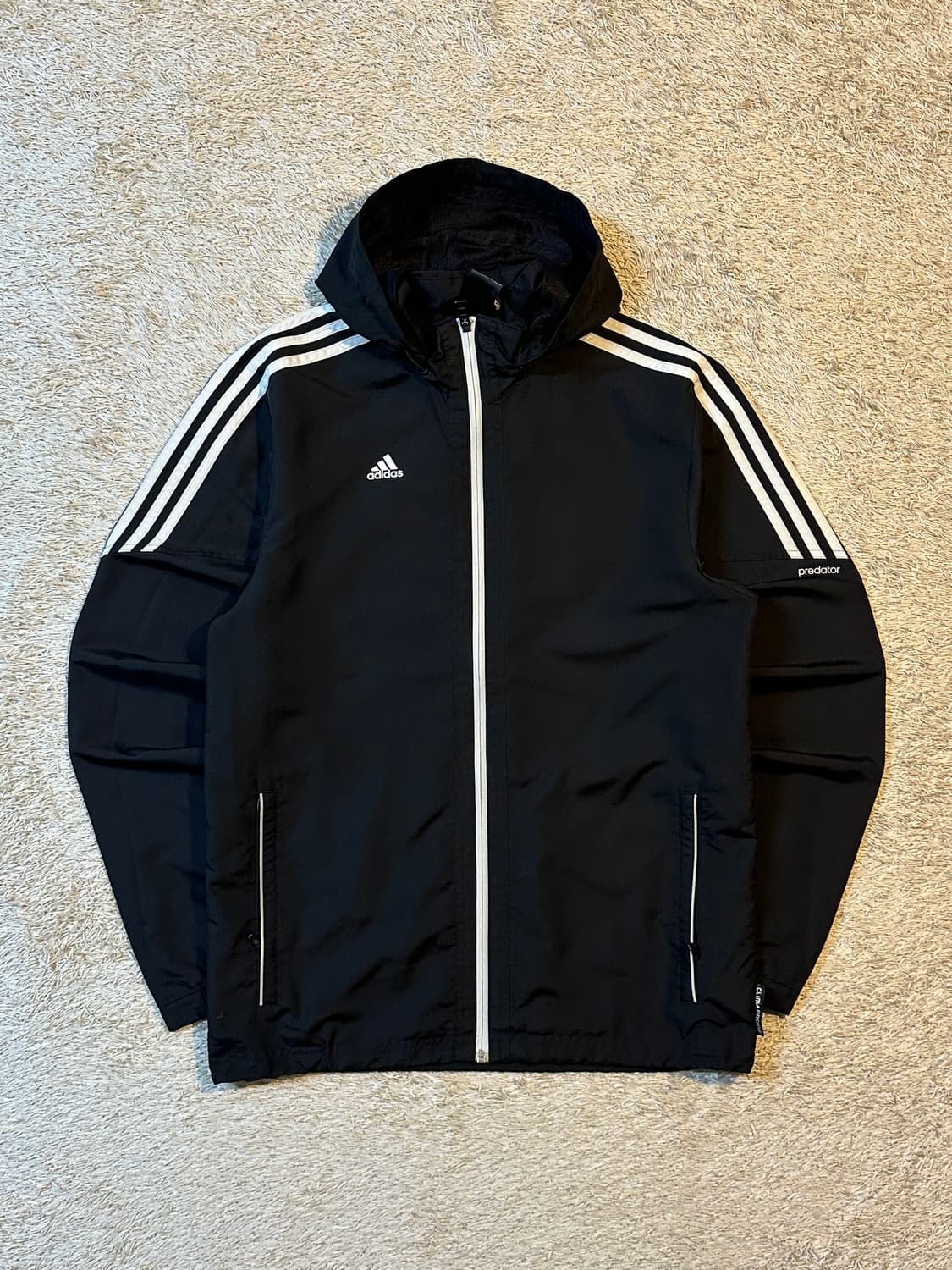 아디다스 ADIDAS 삼각로고 사이드라인 후드 바람막이 자켓 블랙 상품이미지1