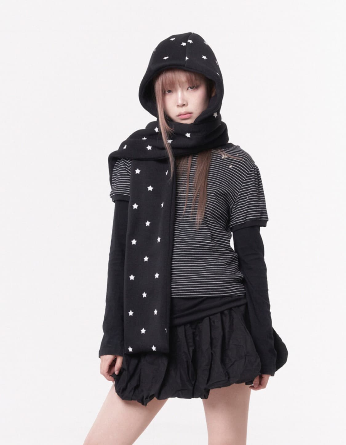 핀쿠노마루 스타 리버시블 후드 머플러 상품이미지1