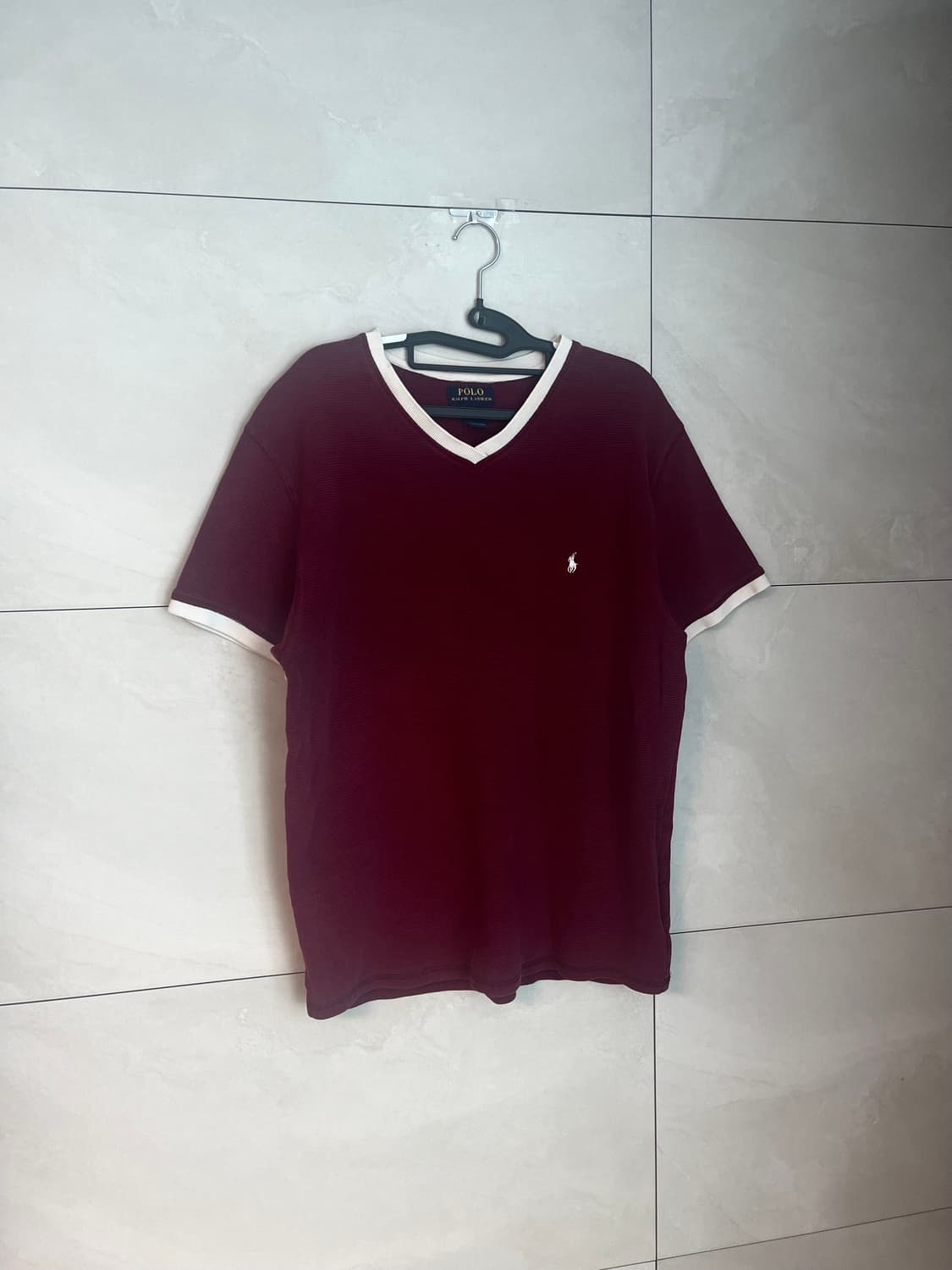 폴로 랄프로렌 와플 반팔 니트 티셔츠 버건디 와인 [XL]  상품이미지2