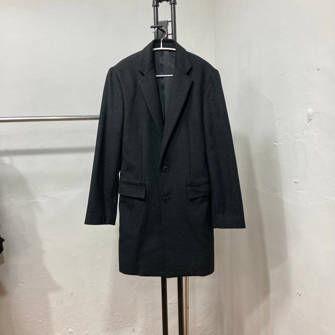 빈티지 미니멀 오버핏 싱글 롱 자켓 상품이미지6