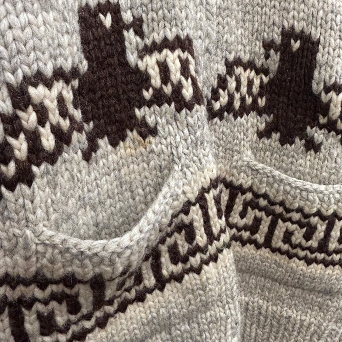 핸드메이드 헤비울 숄카라 코위찬 니트집업 상품이미지4