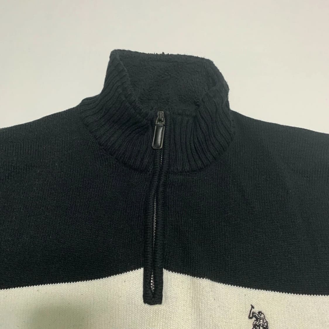  US 폴로 컬러블록 반집업 니트 상품이미지3