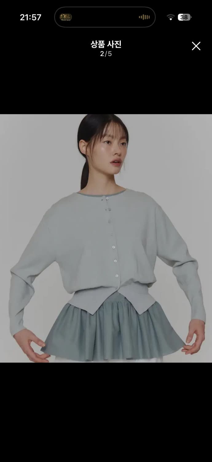 아모멘토 라운드 슬리브 쉬어드 가디건 민트 상품이미지2