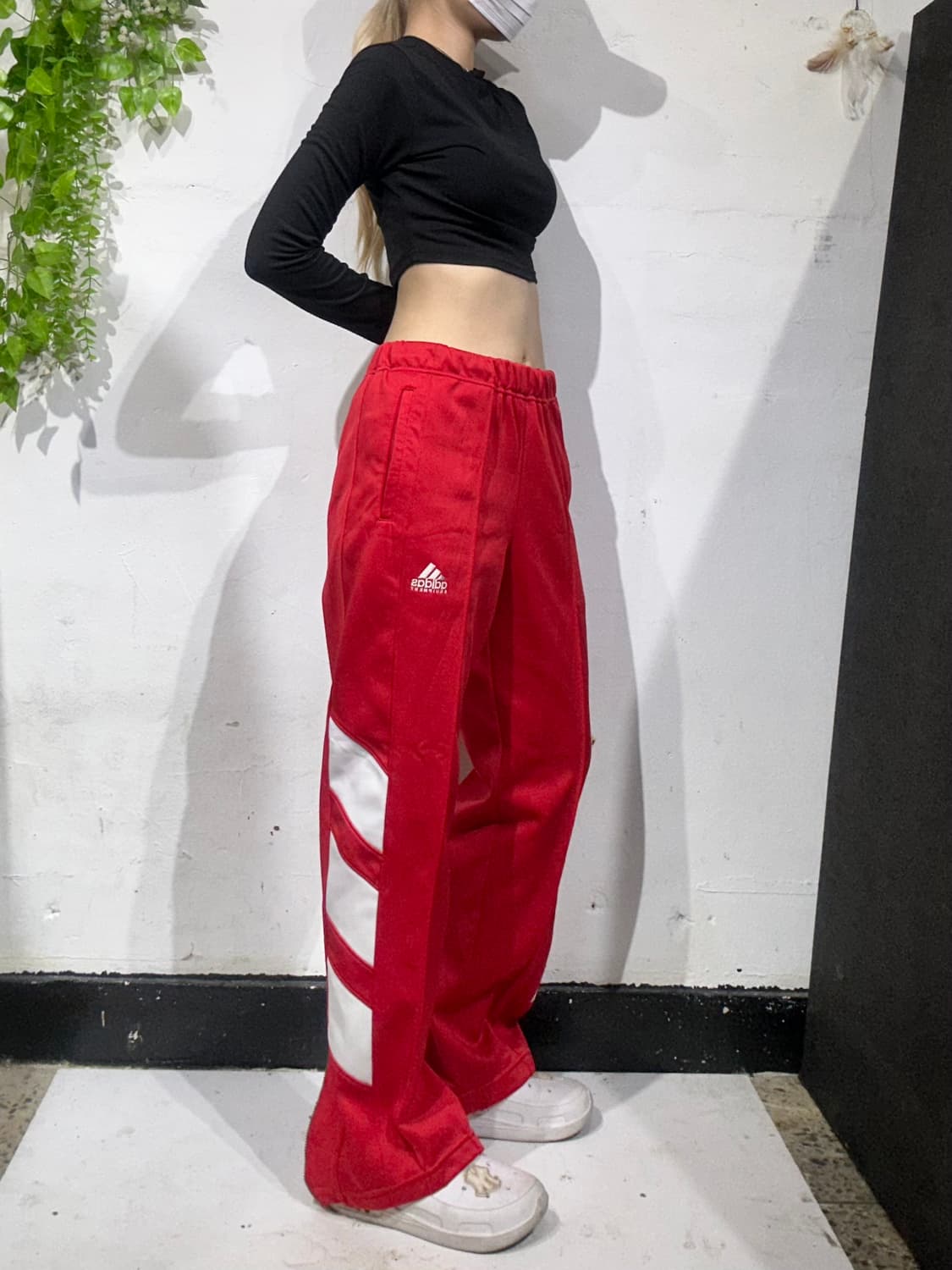 90s 아디다스 이큅먼트 와이드 레드 화이트 스몰 로고 추리닝 바지 L 상품이미지1