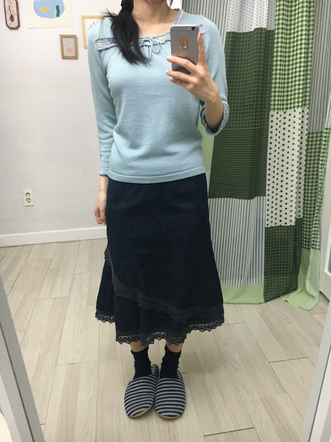 크로쉐 포인트 데님 스커트 상품이미지7