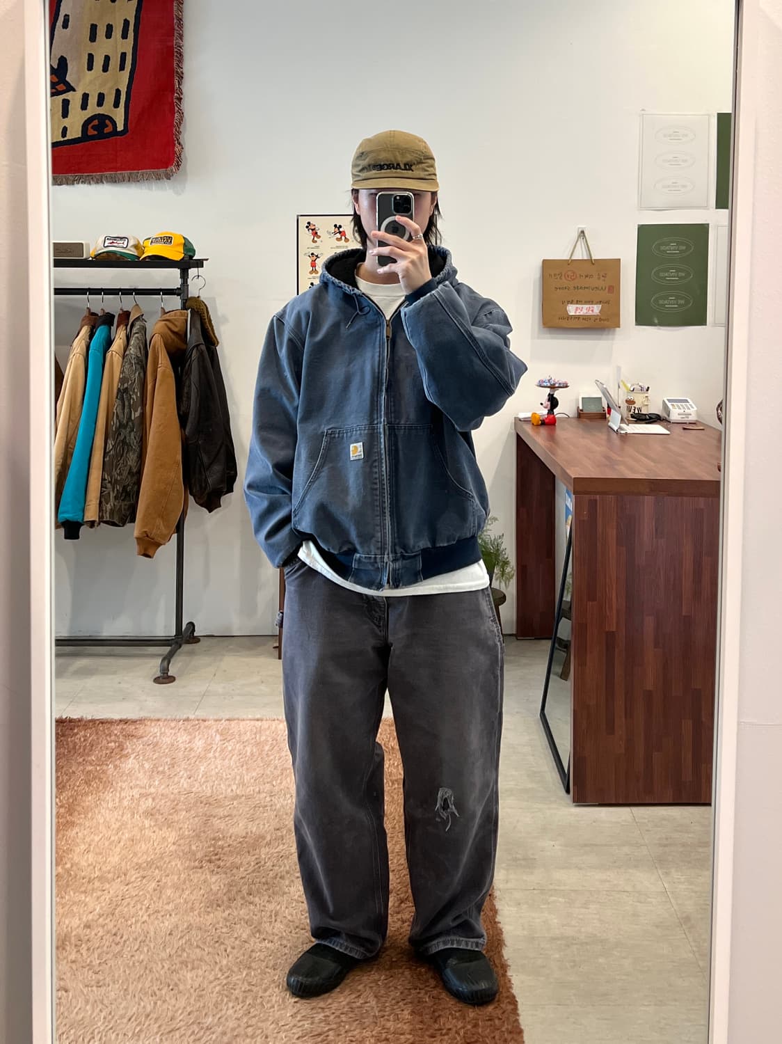 00s Carhartt 칼하트 덕 액티브 페이딩 후드 워크 자켓 상품이미지2