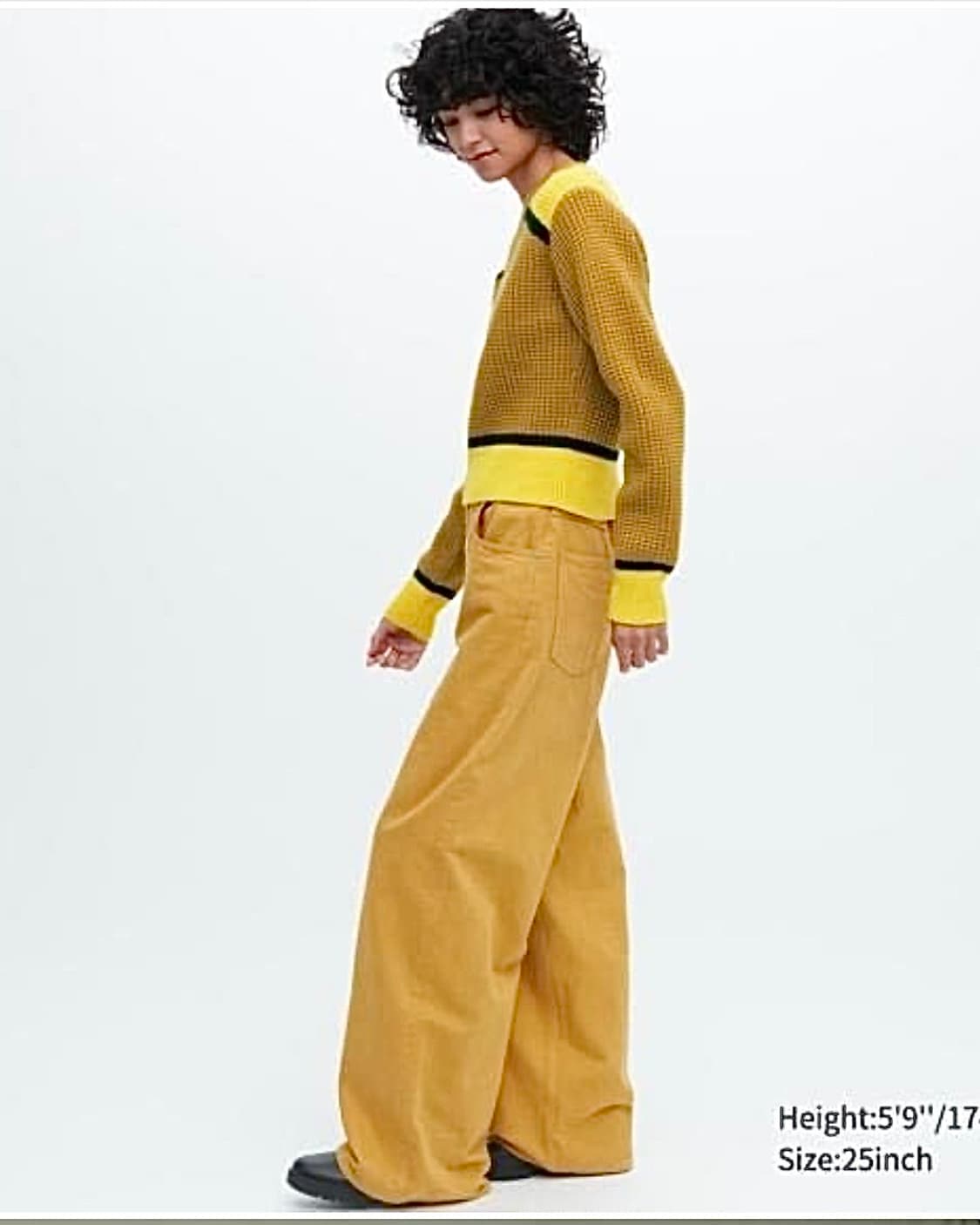 유니클로 마르니 노랑 옐로우 데님 와이드 팬츠 25 통바지 배기 콜라보 상품이미지2