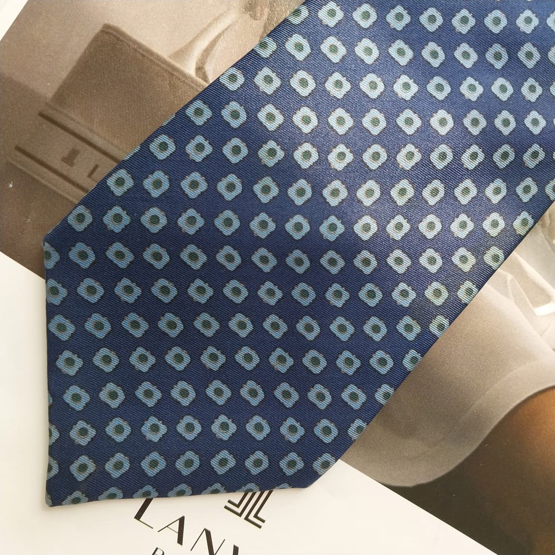 LANVIN 랑방 넥타이 네이비 패턴 A+~A등급 K2424 상품이미지7