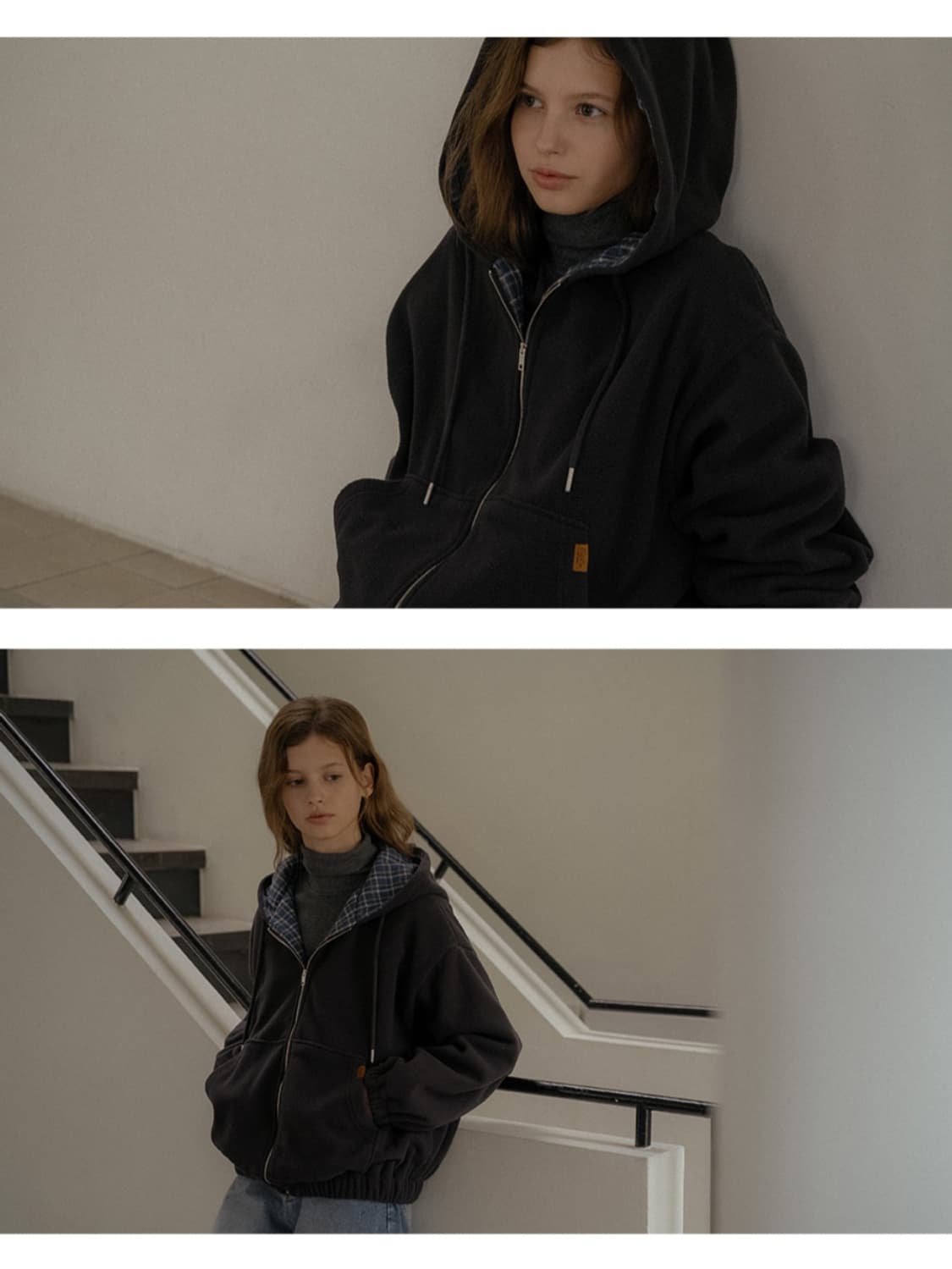 편택포) TILL I DIE/틸아이다이 체크 포인트 플리스 집업 차콜 상품이미지5