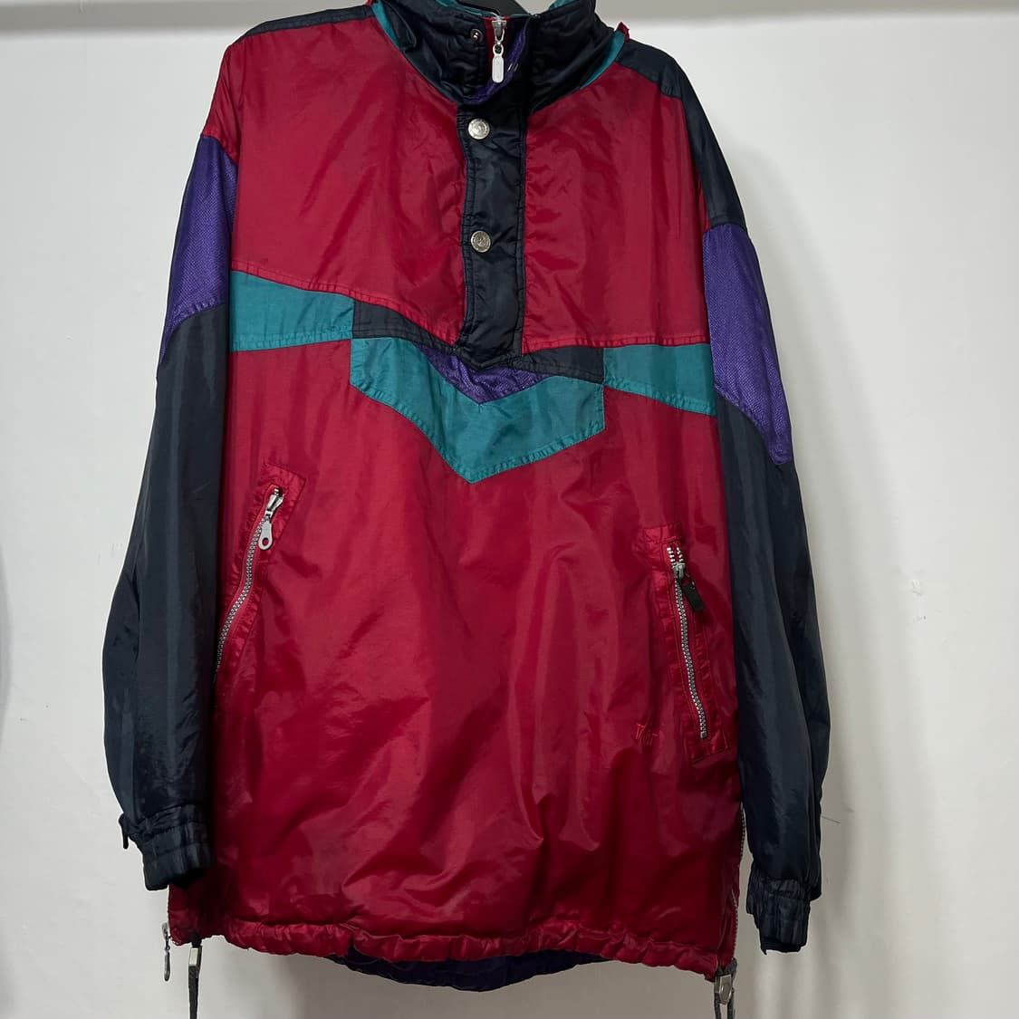 90s 바람막이 올드스쿨 아노락 점퍼  블랙퍼플레드그린 상품이미지1