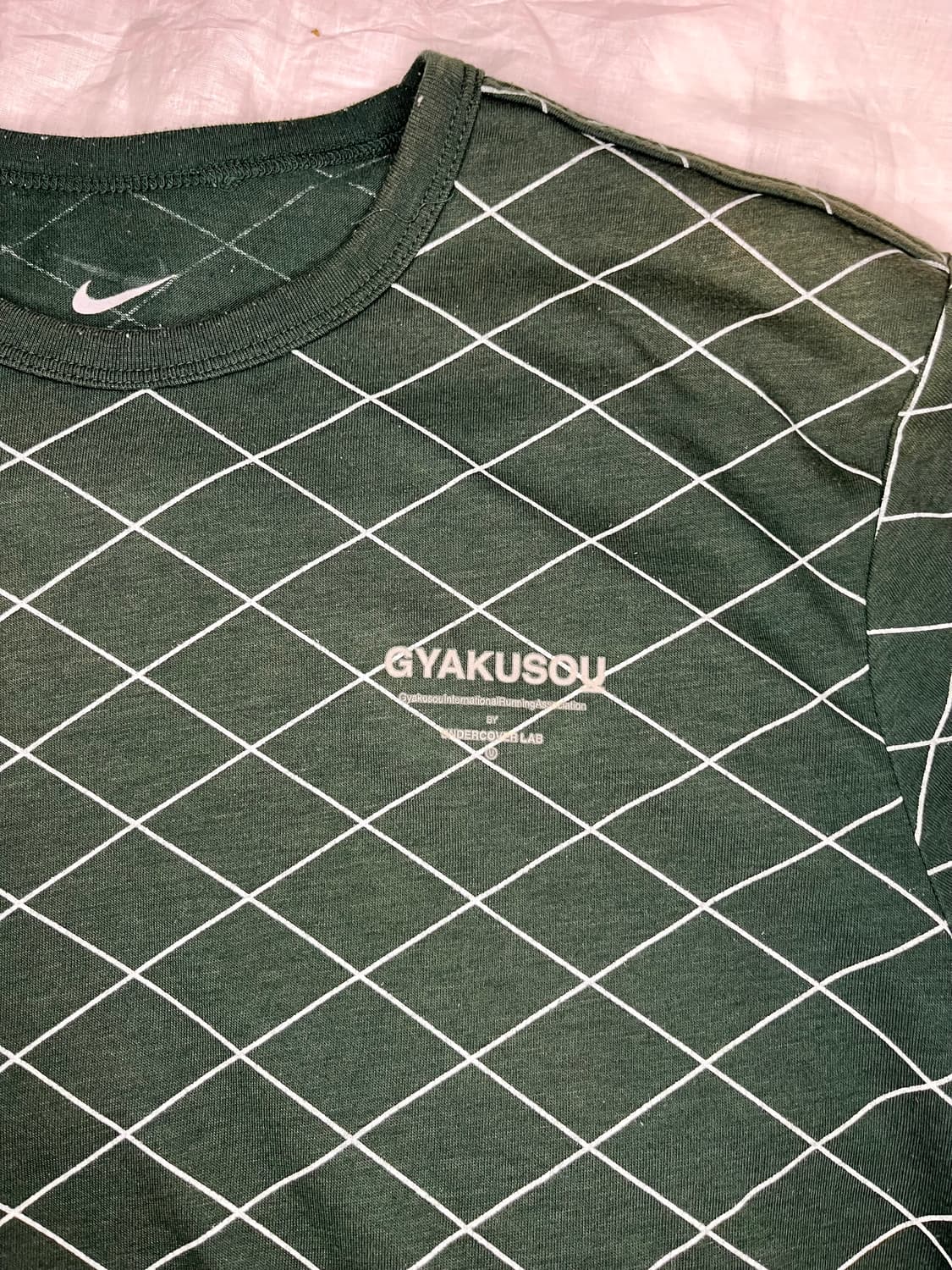 갸쿠소우 언더커버 나이키 그린 다이아몬드 그리드 반팔 티셔츠 상품이미지2