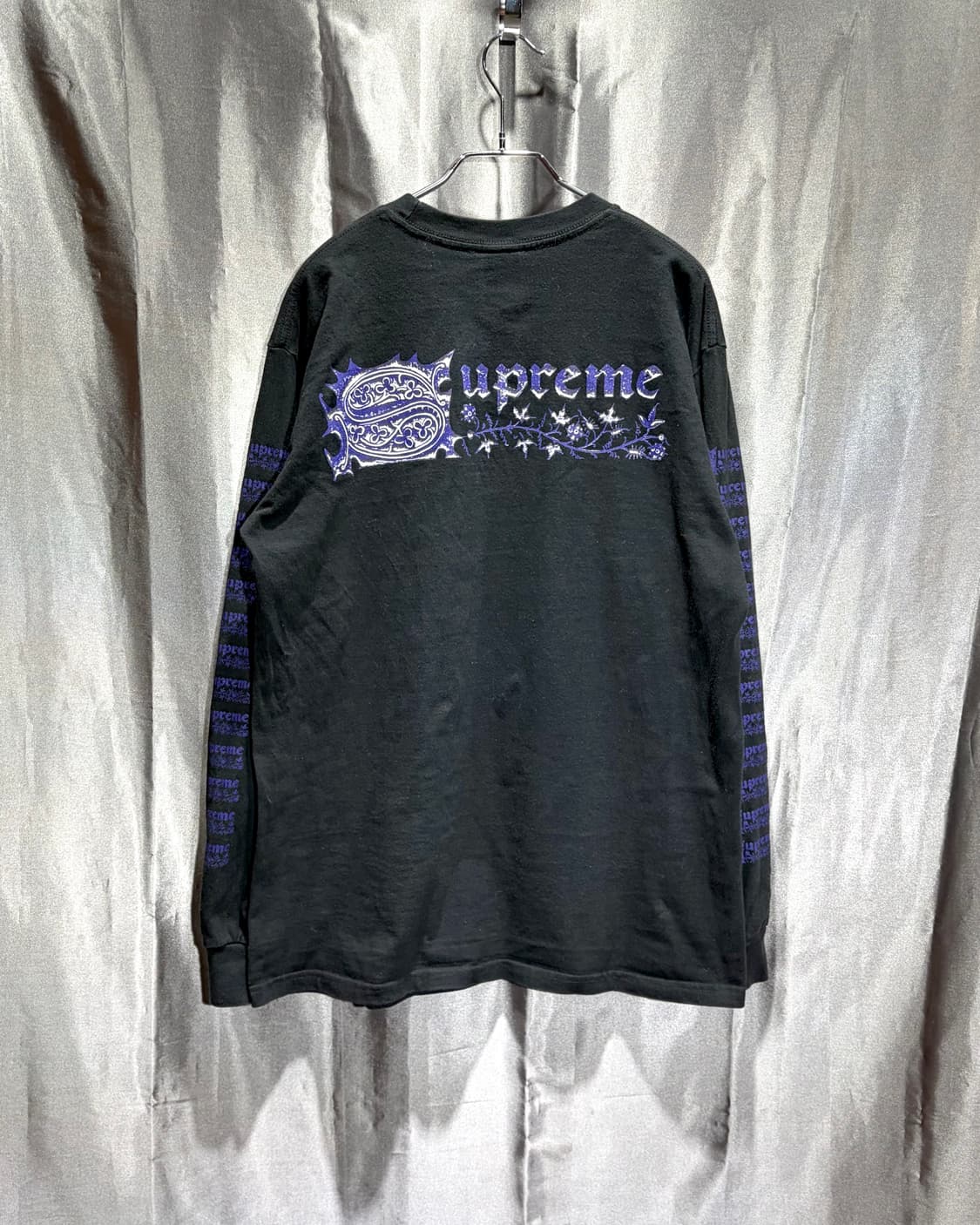 M 슈프림 스펠링 빅로고 퍼플 프린팅 롱슬리브 상품이미지4