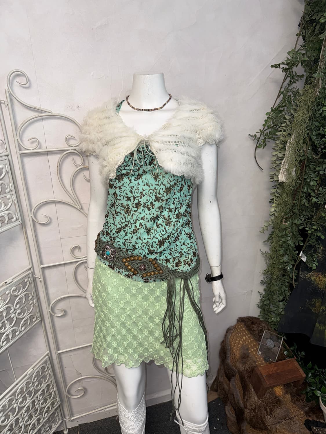 White rabbit fur trimming crop bolero cd 상품이미지5