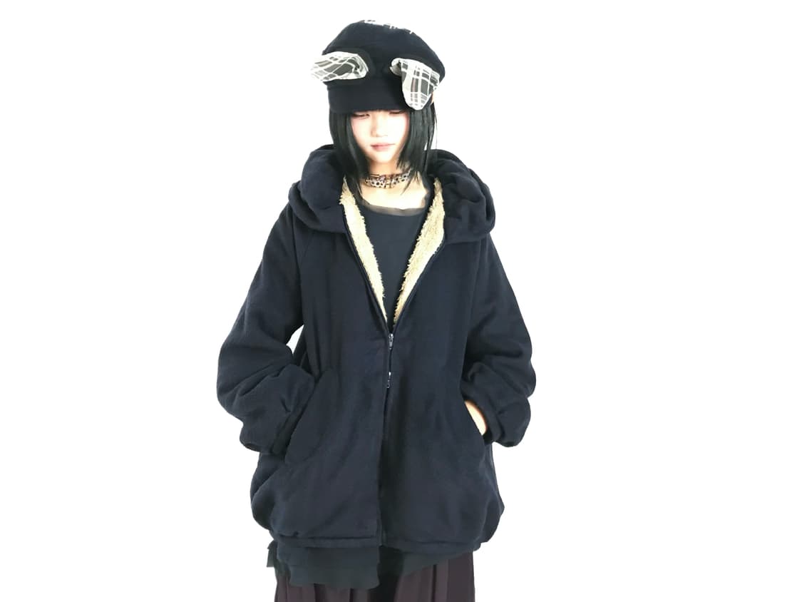 Navy puff balloon fleece zip-up 상품이미지5