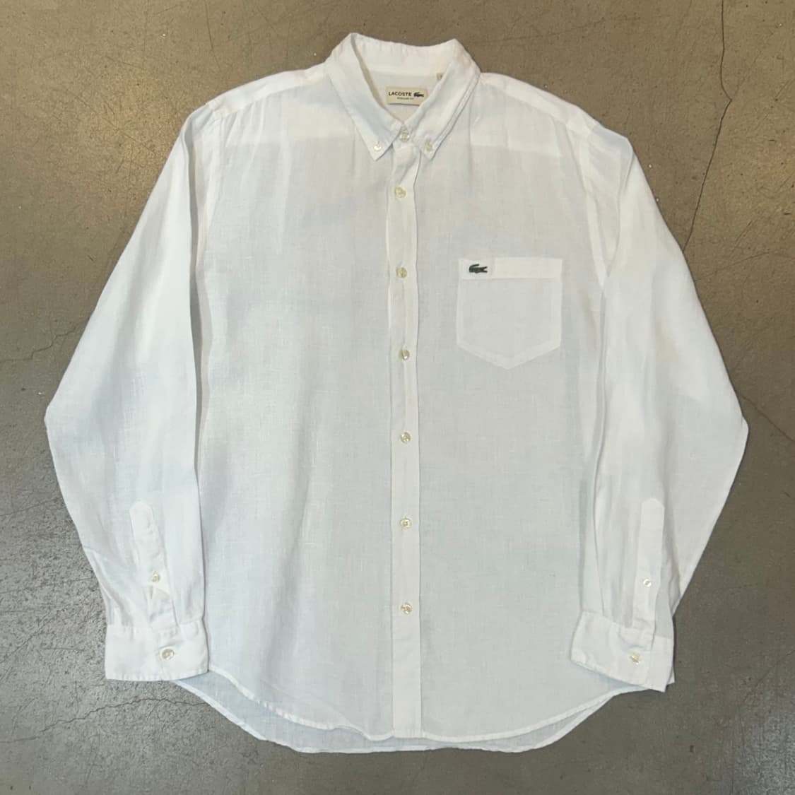 42(L) 라코스테 레귤러핏 화이트 린넨 셔츠 상품이미지2