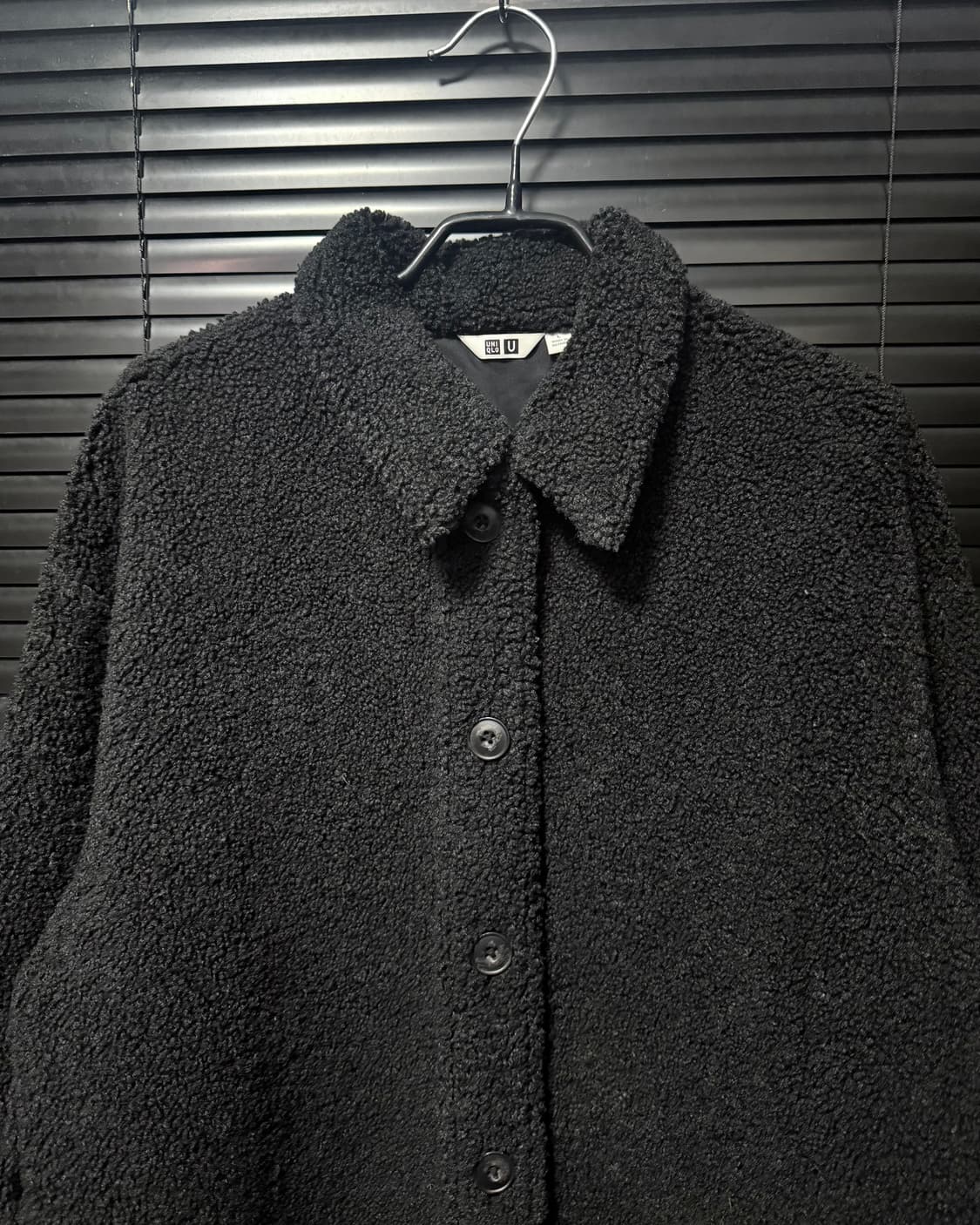 유니클로U 르메르 양털 후리스 플리스 코트 L 100 카라 가디건 블랙 상품이미지3