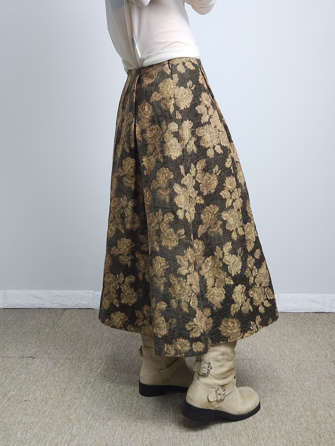 플로럴 핀턱 롱 스커트 상품이미지4