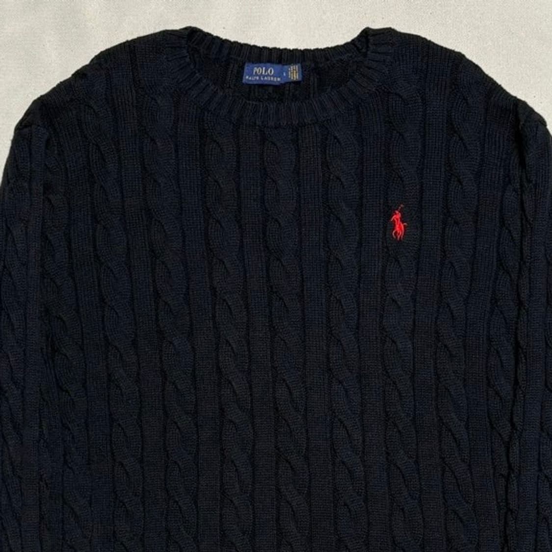 L 폴로랄프로렌 블랙 케이블 니트 상품이미지1