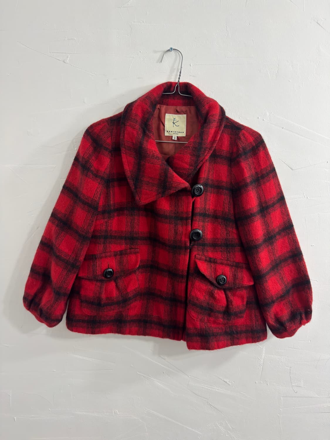 kumikyoku red check wool jacket 상품이미지1