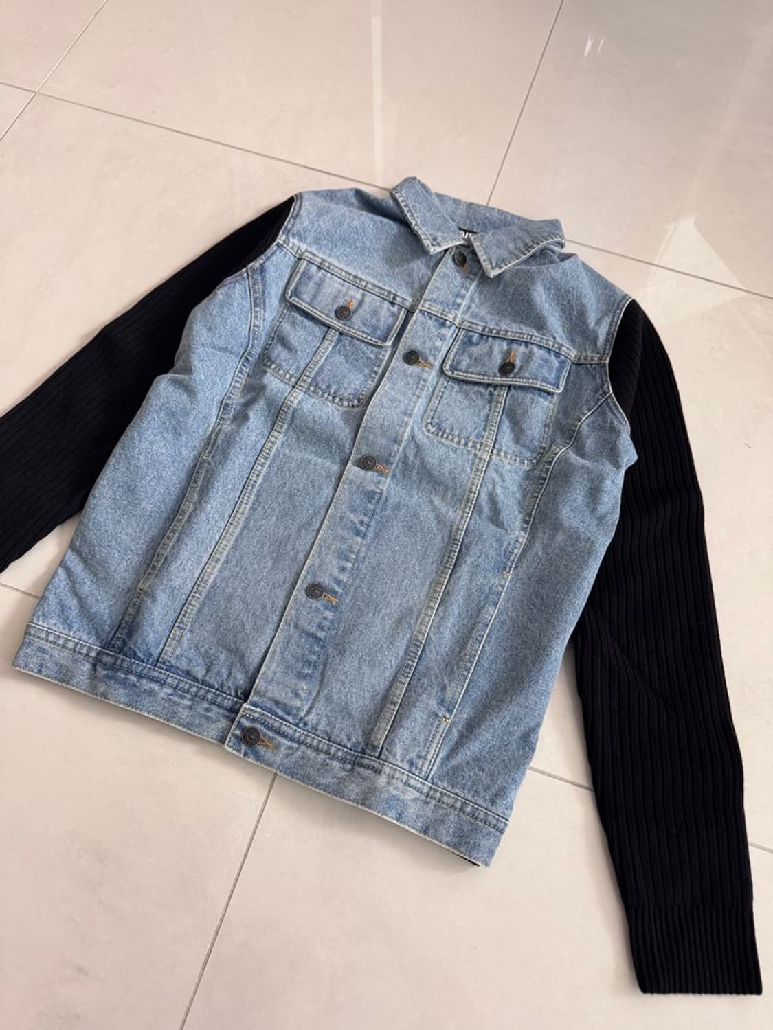 DENIM PANEL SLIM JACKET 데님 패널 슬림핏 니트 재킷 상품이미지5