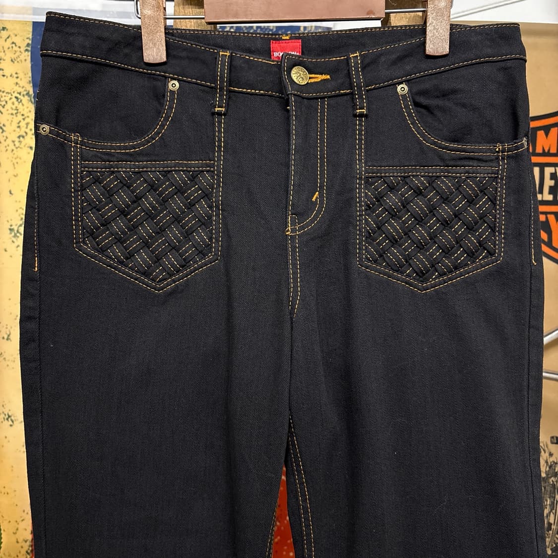 00s 밥슨 스마일랜드 바스켓위빙 와이드 플레어 데님팬츠 N909 상품이미지3