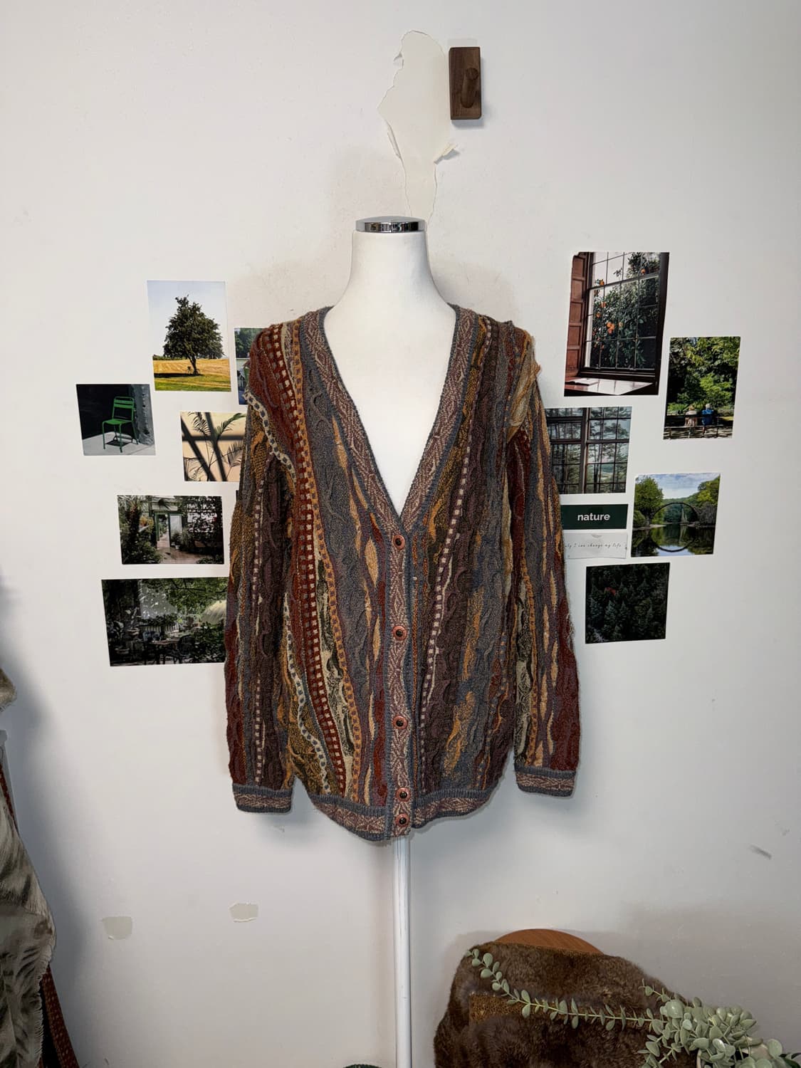 Brown bohemian hippie cable knit 가디건 상품이미지4